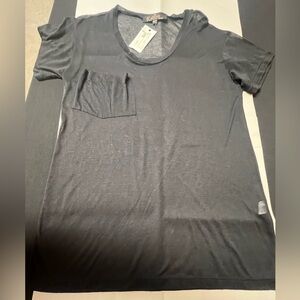 KAIN LABEL SHEER SCOOP NECK BLACK TEE. ONE SIZE FITS ALL  90%MODAL 10%SILK NWT